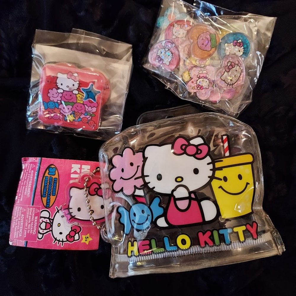 Sanrio Hello Kitty see thru Pouch of 2014 Stickers Kawaii